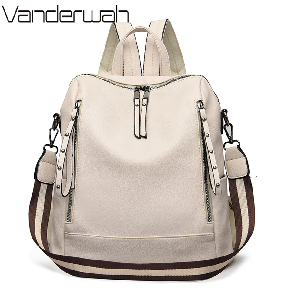 Women Bags Luxury Brands - Mochila De cuero suave para estudiantes