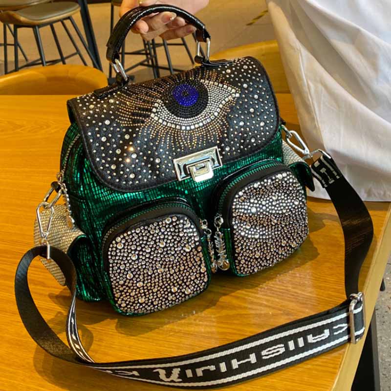 Women Bags Luxury Brands - Mochila De Cuero PU con diamantes