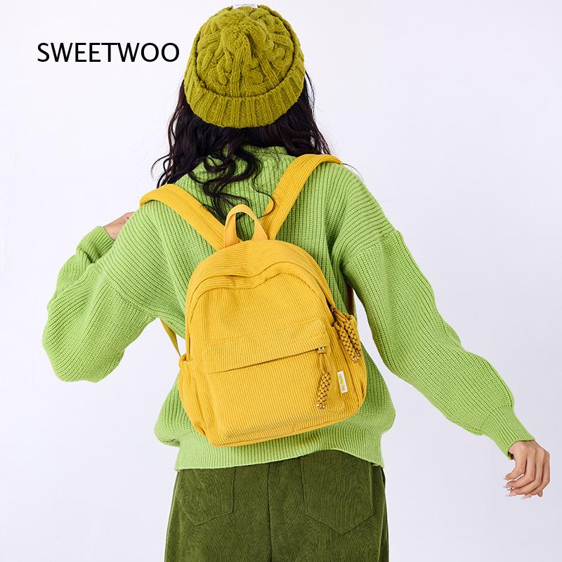 Mochila Mini de Pana Amarilla  - Mini Backpack Women reseña y precio